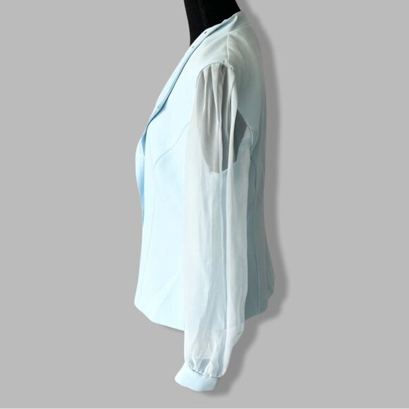 Vintage  Lori Ann Blue Sequins Collar Mesh Sleeve Blazer Made in Canada - Picture 2 of 16